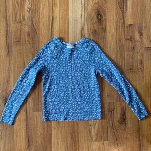 LOFT XS leopard print blue crew neck sweater